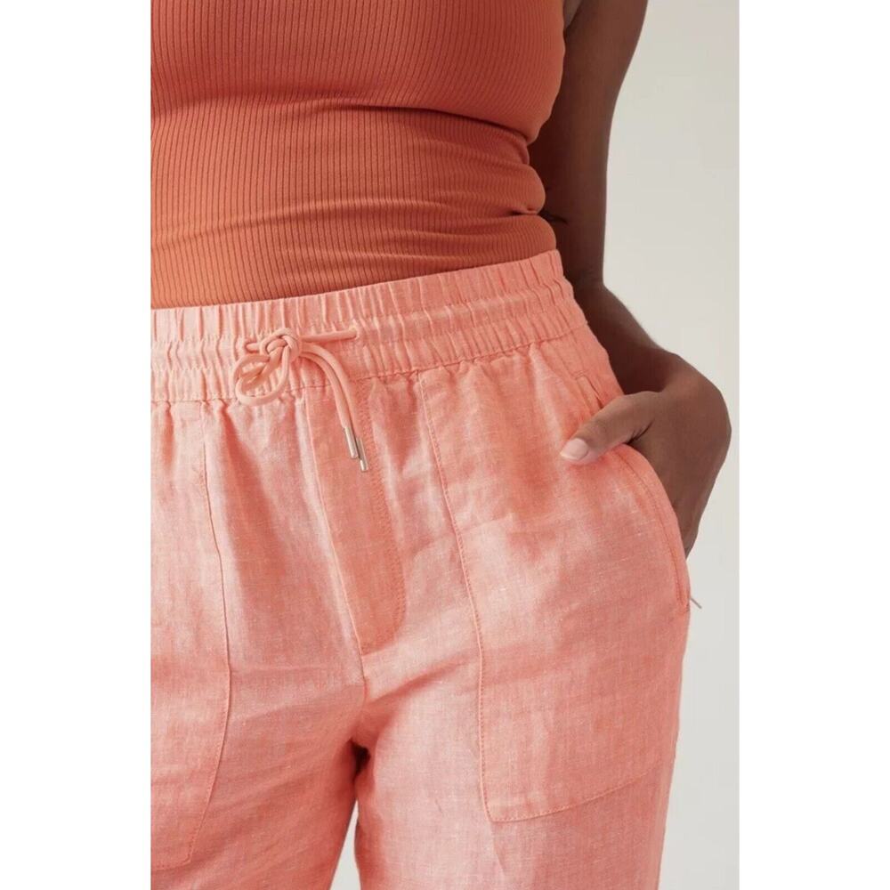 ATHLETA‎ Retreat Linen Shorts Women's Sz 18 NWT Sun Down Peach Pull-on $69 - Picture 4 of 10